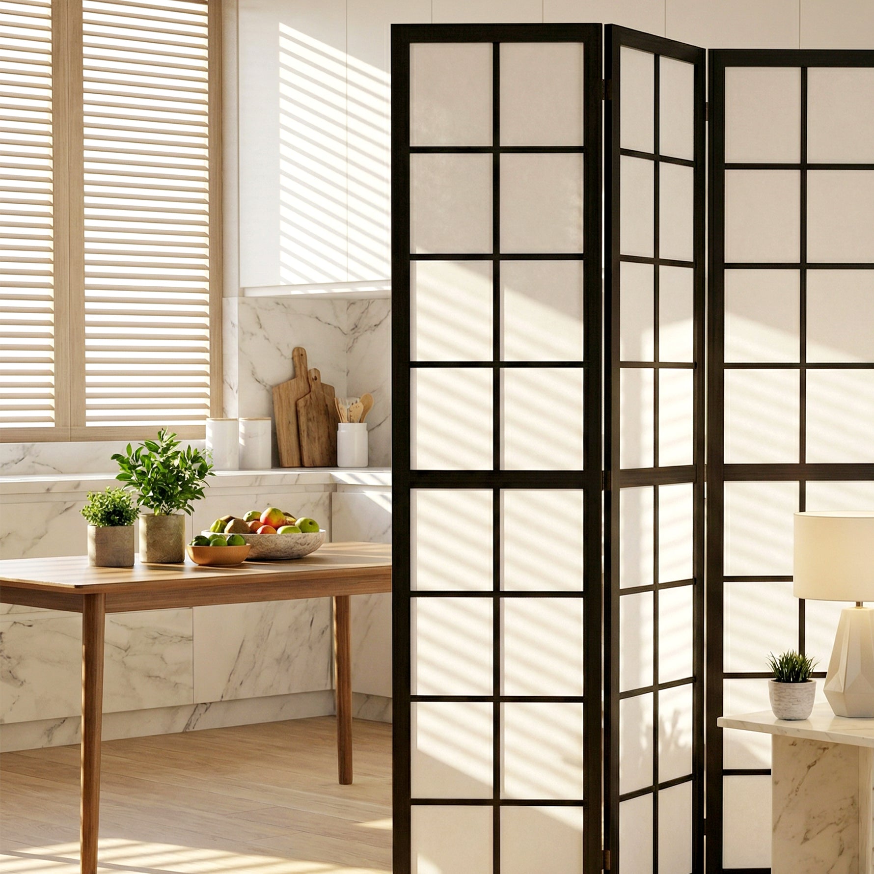 Paravent interieur pliable 4 panneaux 160 x 170 cm séparateur de pièce pour salon chambre à coucher maison, noir