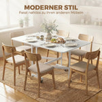 Mesa de Comedor Plegable con Ruedas para 4-6 Personas 120 cm, Ruedas con Frenos, 2 Abatibles, Estilo Industrial, Blanco