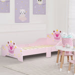 Kinderbett 140 x 70 cm – Kinderbett im Prinzessinnen-Design mit Kronenmotiv – Lattenrost inklusive – MDF-Sperrholz, rosa