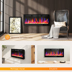 Cheminée électrique mural ou encastrable 900W/1800W, effet flamme à 12 couleurs 5 luminosités, 106,7x9,4x47cm, noir