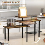 Étagère de cuisine rotative à 3 niveaux, étagère d'angle, cadre en métal, 40 x 18 x 36,5 cm, brun rustique