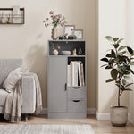 Mobiletto da bagno, mobile contenitore stretto con 2 cassetti, scomparti a giorno, 50x25x100 cm, grigio
