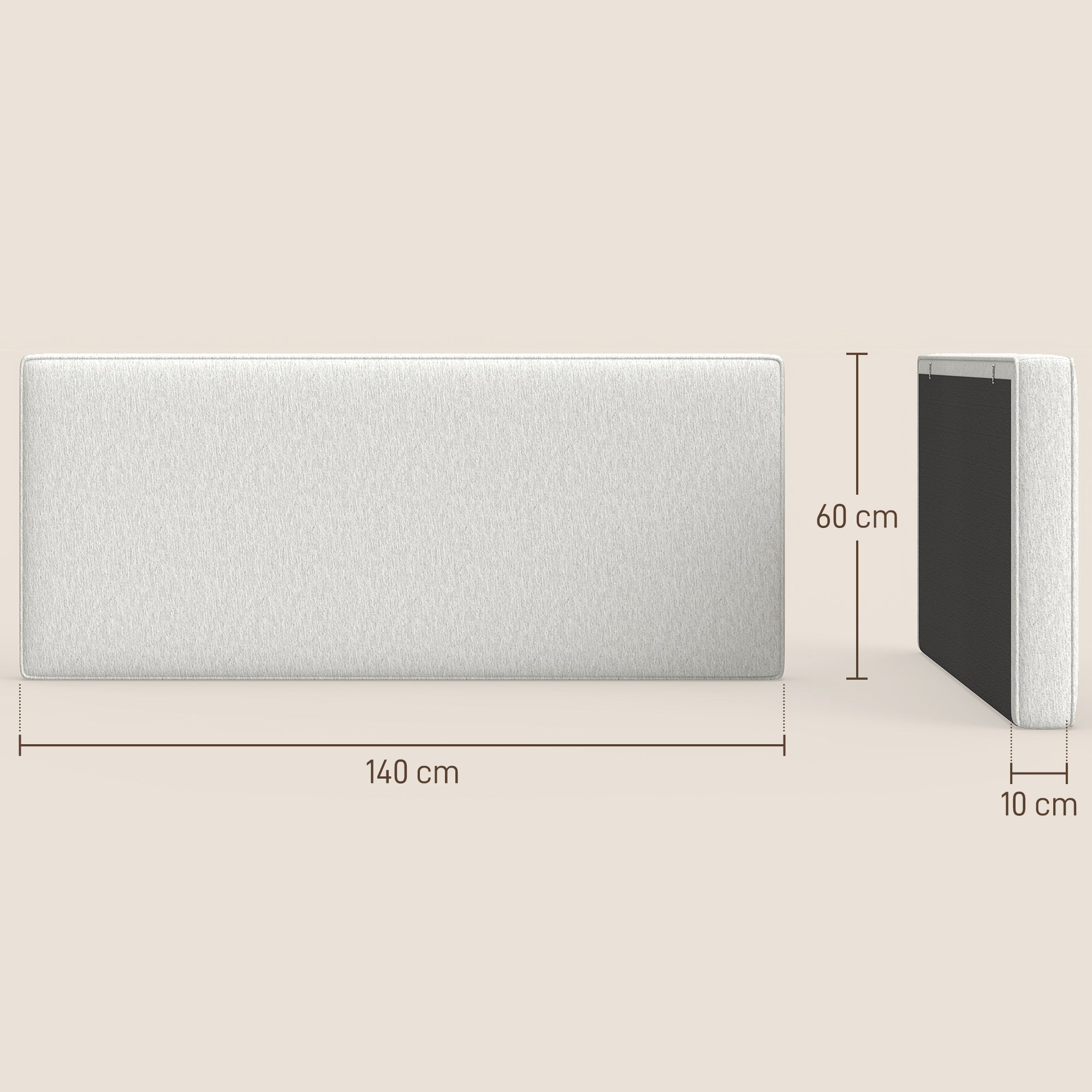 Tête de lit murale en lin, 140 x 60 cm, tête de lit suspendue rembourrée pour chambre à coucher, crème