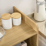 Meuble desserte de cuisine pour micro-ondes avec placard tiroir étagère réglable 58 x 40 x 118 cm naturel et blanc