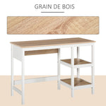 Multimedia-Computertisch, Maße 110L x 48B x 76H cm, 2 seitliche Ablagen, MDF E1, helle Eiche/Weiß
