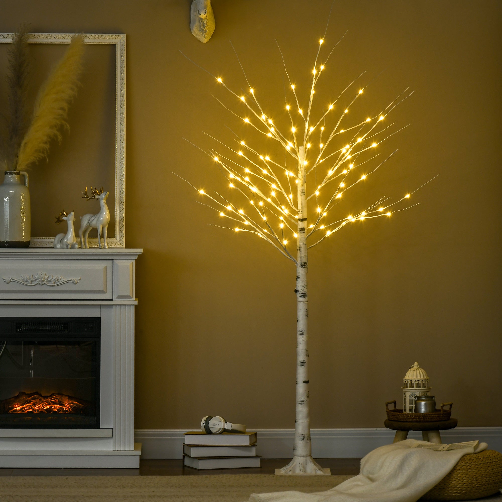 LED light tree, warm white decorative light, 96 LEDs 180 cm, Christmas decoration, bedroom, home, white