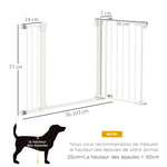 Barrière de sécurité pour chien animaux sans perçage avec fermeture automatique largeur 76-103 cm blanc
