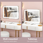 Miroir Lumineux LED intensité 3 modes d'éclairage, grossissement 10X,  port de charge USB, touche tactile - 80 x 62 cm