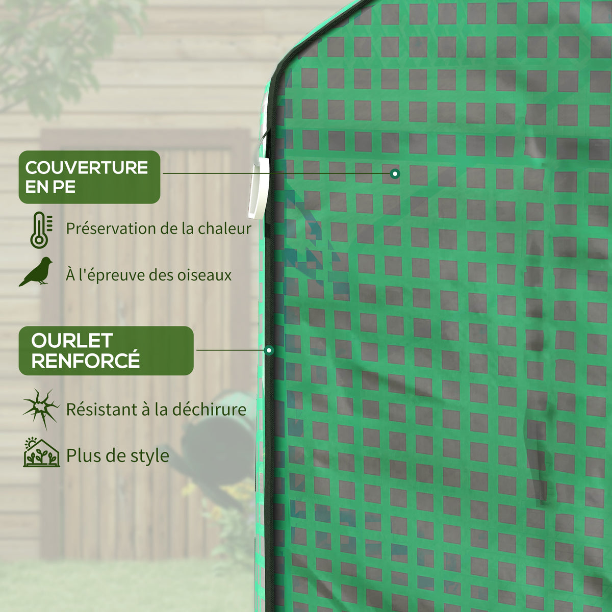 Telo di ricambio per serra da giardino 140 x 143 x 190 cm con finestra e porta con cerniera anti-UV