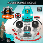 Camion mécano 2 en 1 jouet bricolage enfant jeu d'imitation mécanicien nombreux qccessoires total de 61 pièces bleu