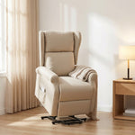 Fauteuil releveur inclinable avec Repose-Pied Fauteuil de Relaxation électrique Ajustable Lin Crème