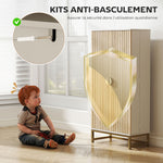 Armoire de cuisine meuble cuisine rangement avec 12 étagères à portes, étagères ajustables, 58x29x119,5cm, blanc