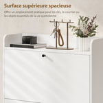 Meuble à chaussures 16 paires, armoire à chaussures avec 2 tiroirs rabattables, étagères réglables, 80x24x101cm, blanc