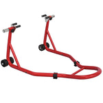 Support pour moto, béquille avant pour moto avec goupille réglable et adaptateurs pour bras oscillant, rouge