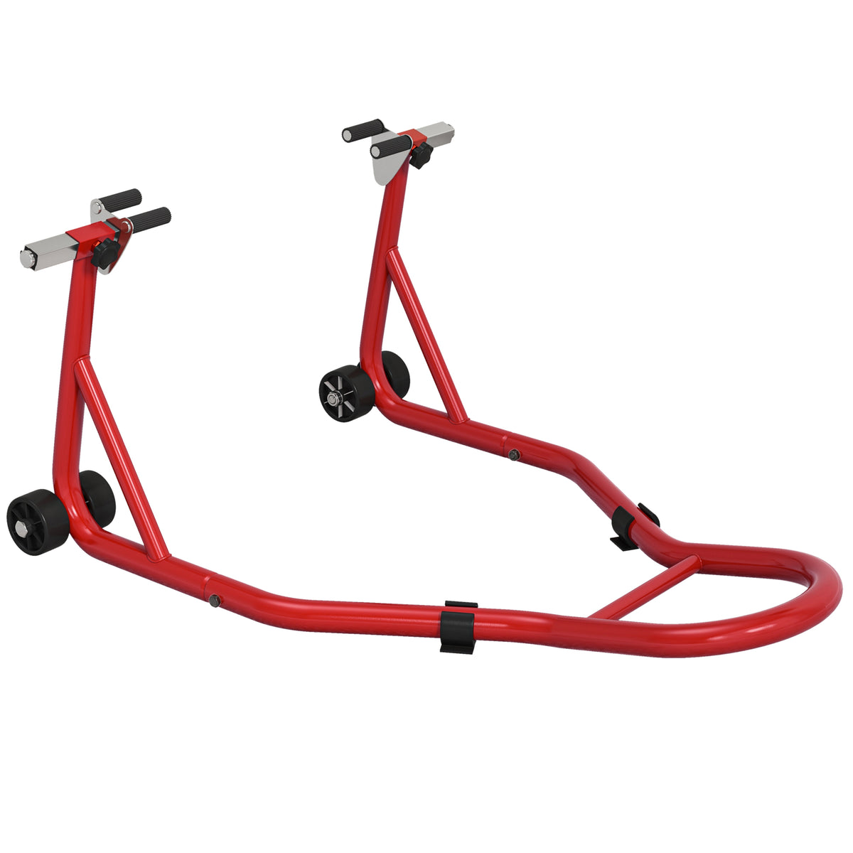 Support pour moto, béquille avant pour moto avec goupille réglable et adaptateurs pour bras oscillant, rouge