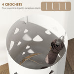 Porte parapluie cylindrique support pour parapluies bac d'égouttement amovible et 4 crochets, Ø 17 x 41 cm, blanc