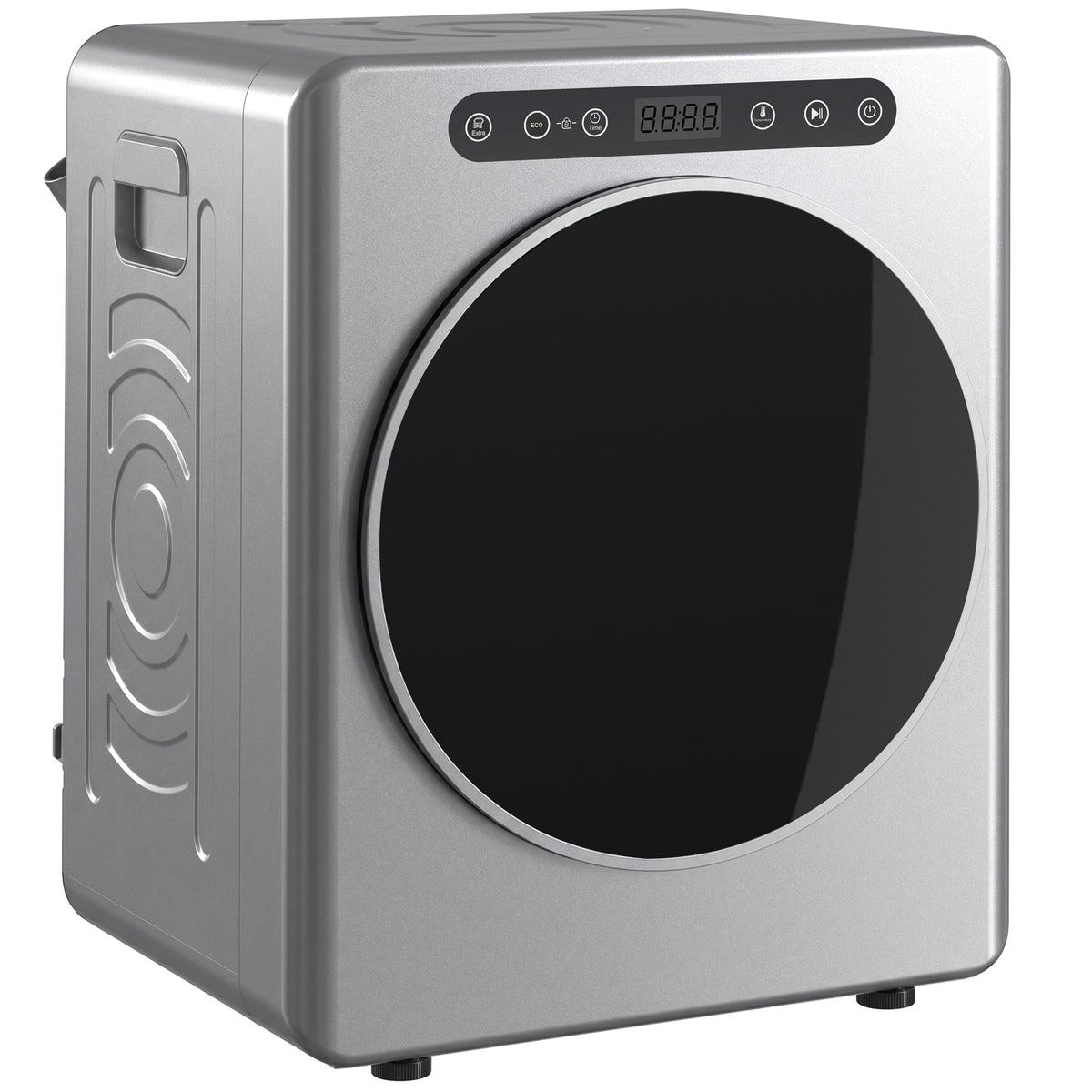 Ablufttrockner, elektrischer Wäschetrockner 1000 W 3 kg, 6 Trockenmodi, Timer, Edelstahl, silber