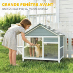 Maison pour Chat Extérieur Toit Ouvrant Fenêtre Panoramique Porte à Lamelles et Plateforme de Repos 101x72,5x81cm Gris