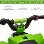 Quad électrique pour enfants 18-36 mois véhicule à batterie 6V avec marche avant et arrière 72 x 40 x 45,5 cm vert
