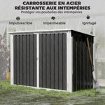 Cache Poubelle Double Abri de Jardin 2 Poubelles de 240L Couvercle Lié par Chaînes Vérins à Gaz 179,5x108x129,5cm Gris