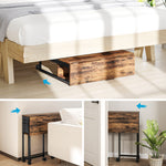 Bureau pliable sur roulettes 80 x 50 cm avec étagère et sac de rangement, brun rustique