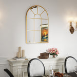 Miroir mural en métal cadre doré en forme de voûtée – 91 x 60 cm – décoration pour entrée ,chambre à coucher, salon