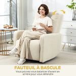 Fauteuil inclinable, fauteuil de relaxation avec repose-pieds, pivotant à 360° et basculant, 76 x 94 x 100 cm, beige