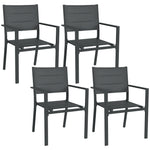 Ensemble de 4 chaises de jardin empilables en aluminium et textilène avec accoudoirs, lot de 4 pièces pour extérieur