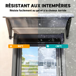 Auvent de porte d'entrée, toit marquise de porte exterieur en polycarbonate et aluminium résistante 100 x 75 cm noir