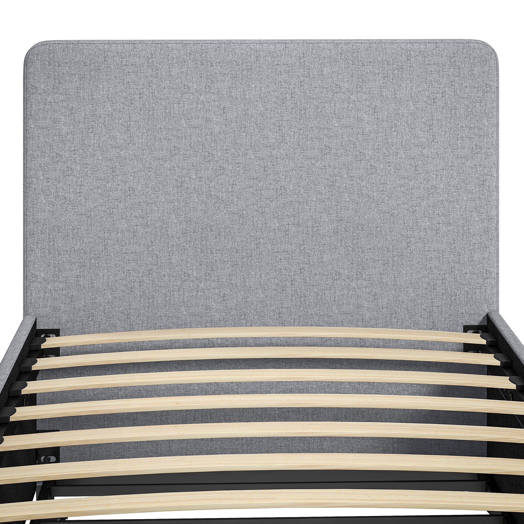 Lit gigogne 90 x 190 cm, cadre de lit simple/double avec sommier à lattes en bois, tête et pied rembourrés, gris clair
