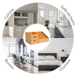 Lot de 2 boîtes de Rangement de Bureau - Organiseur de Bureau - 7 Compartiments, 2 tiroirs - Bambou Verni