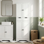 Meuble de salle de bain, meuble de rangement avec tiroir et 4 portes, style moderne, 60 x 30 x 160 cm, blanc