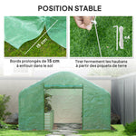 Serre de jardin 4 x 3 x 2m avec portes enroulables et grandes fenêtres, serre tunnel de jardin, vert