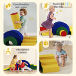 Motoriekparcours voor kinderen modulaire klimspeelset 5 gigantische schuimrubberen blokken 181 x 39 x 44 cm meerkleurig