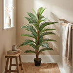 Palmier Artificiel palmier 120 cm avec 24 Feuilles en PEVA, Plante Décorative avec Pot en Plastique, Vert