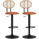 Lot de 2 tabourets de bar chaises de bar hauteur réglable avec dossier en rotin et repose-pieds, marron