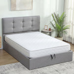 Letto contenitore 140x190, giroletto matrimoniale imbottito con rete a doghe in legno e vano portaoggetti nascosto, senza materasso, grigio
