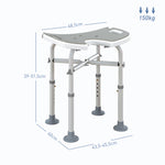 Tabouret de douche siège de douche hauteur ajustable 39-51,5 cm barre d'appui à ventouse patins à ventouse gris