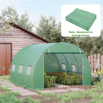 Bâche de Rechange Serre Tunnel 9 m², bâche 3 x 3 x 2 m PE Anti-UV imperméable 6 fenêtres + Porte Enroulable zippée Vert foncé