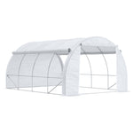 Serre de jardin serre tunnel 12 m² avec porte, parois latérales enroulables 8 fenêtres acier PE  4 x 3 x 2 m blanc