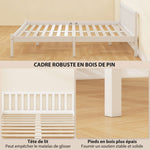 Estructura de cama de madera maciza 140x190 cm cama individual con cabecero y somier de láminas resistente para niños y adultos
