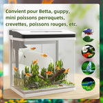 Aquarium en verre avec filtre couvercle et lumière LED pour poissons capacité 28L 38 x 26 x 39,5 cm blanc