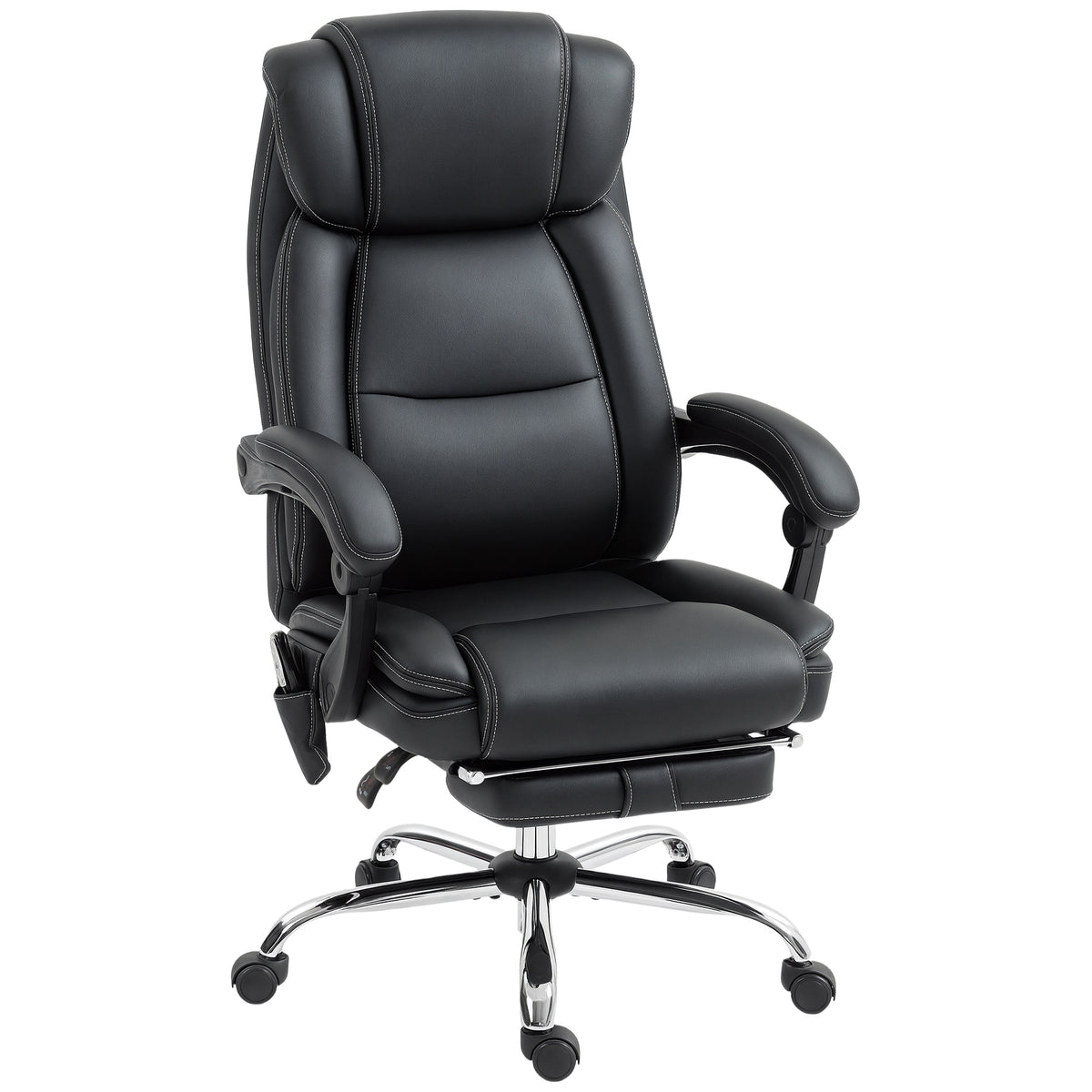 Fauteuil de bureau massant et chauffant chaise de bureau avec hauteur réglable dossier inclinable 67x72x111-119cm noir