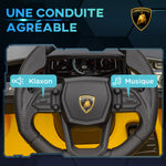Voiture électrique 12V sous licence Lamborghini Revue véhicule électrique télécommande vitesse 3-5 km/h 3-5 ans jaune