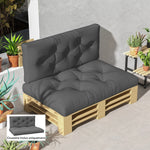 Ensemble de 2 coussins pour canapé palette 2 places dim. 120L x 80l x 12H cm Polyester gris