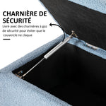 Banc de rangement coffre de rangement revêtement bouclette, pieds en bois de caoutchouc 95 x 38 x 45 cm bleu