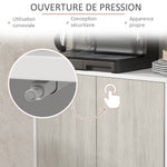 Aparador de cocina mueble de almacenaje 2 armarios con estantes ajustables, 121 x 37 x 75 cm, blanco y aspecto de madera gris