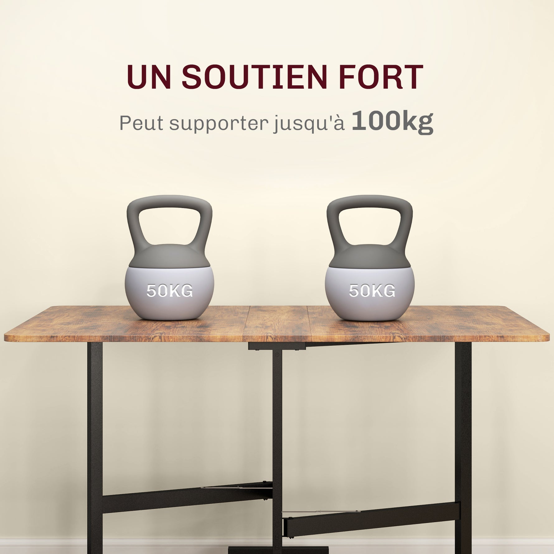 Table pliante cuisine table à manger pliable avec 2 abattants 6 roues pour 4-6 personnes 120 x 80 x 73 cm, brun rustique