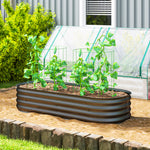 Jardinière surélevée carré potager de jardin en acier modulable légumes, plantes, fleurs, dim. 150 x 62 x 30 cm gris