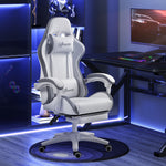 Gaming chair ergonomic gaming recliner with 135° reclining backrest and lumbar support, 65 x 65 x 121-129 cm white
